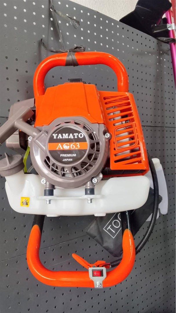 YAMATO EARTH AUGER (Category: Announcements) located in San Pablo. Submitted by justineange628 (Listing ID 1463568682, Image 1). Description: YAMATO AG63 PREMIUM JAPAN EARTH AUGER 🤩✨ Key Specifications: Engine: 2-stroke, 63.3cc displacement Power: 2.0 kW / 7000 rpm Fuel: Requires a 25:1 to 50:1 fuel-to-oil mixture Spindle Speed: 160-240 rpm Fuel Tank Capacity: 1.9 liters Reduction Ratio: 25:1 MODE OF PAYMENT: COD | COP GCash | Bank Transfer WE D