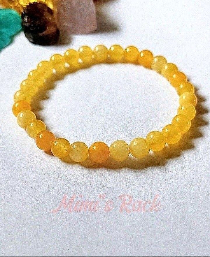 YELLOW TOPAZ STONE BRACELET ROUND 6MM (Category: Bracelets) located in Taguig. Submitted by mimisrack (Listing ID 1463661003, Image 2). Description: 💛Delicate sunshine sparkle with confidence-boosting energy -Yellow Topaz symbolizes abundance, confidence, and joyful successS -Encourages optimism, clarity, and positive manifestation -Bright golden tone adds radiant, elegant sparkle -Promotes emotional balance and empowered decision-making -Meanin
