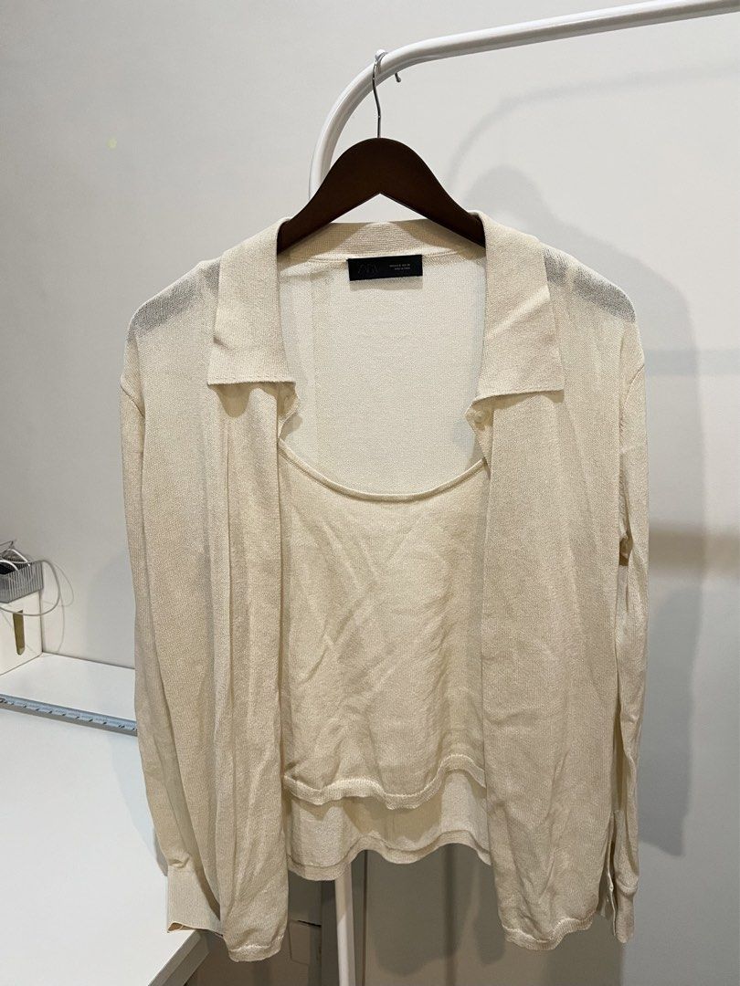 ZARA cardigan top (Php2,000) (Category: Blouses) located in Quezon City. Submitted by styleandcomfort (Listing ID 1463706130, Image 1). Description: Never worn but no tag anymore Message me for inquiries.
