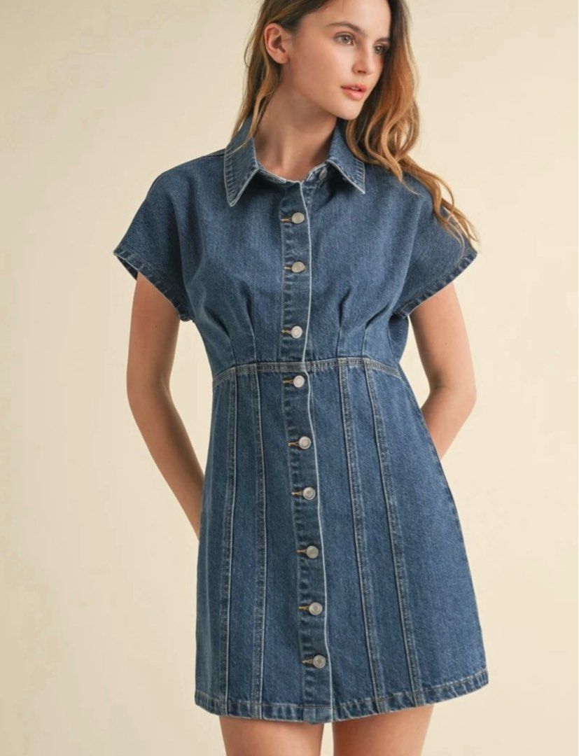 Zara Denim Dress (Category: Dresses) located in Quezon City. Submitted by shopper_xoxo (Listing ID 1463630471, Image 2). Description: Brand new with tag 😊 📦 From Zara Japan 🚚 On hand and ready to ship MOP: GCash and BPI Shipping starts at ₱65 only ✨ .