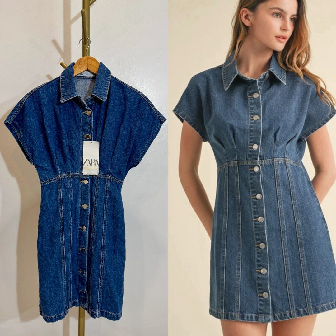 Zara Denim Dress (Category: Dresses) located in Quezon City. Submitted by shopper_xoxo (Listing ID 1463630471, Image 1). Description: Brand new with tag 😊 📦 From Zara Japan 🚚 On hand and ready to ship MOP: GCash and BPI Shipping starts at ₱65 only ✨ .