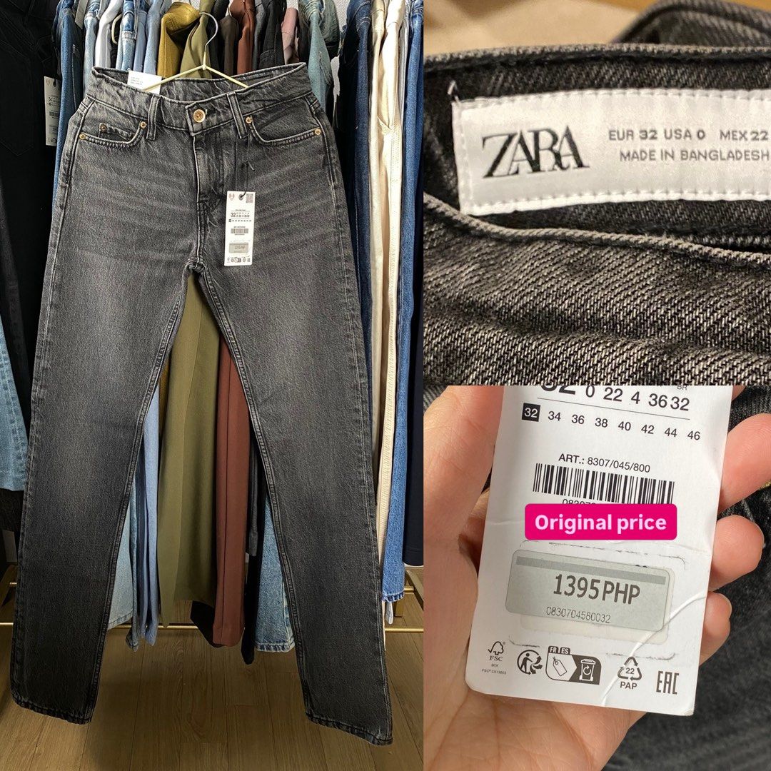 Zara Grey Denim Jeans (Category: Jeans) located in Quezon City. Submitted by myshoppingaccount24 (Listing ID 1463614480, Image 1). Description: - Zara Grey Denim Jeans - Straight Leg Fit - Original Price: 1395 PHP - Article Number: 8307/045/800 - Made in Bangladesh - Size: EUR 32, USA 0, MEX 22.