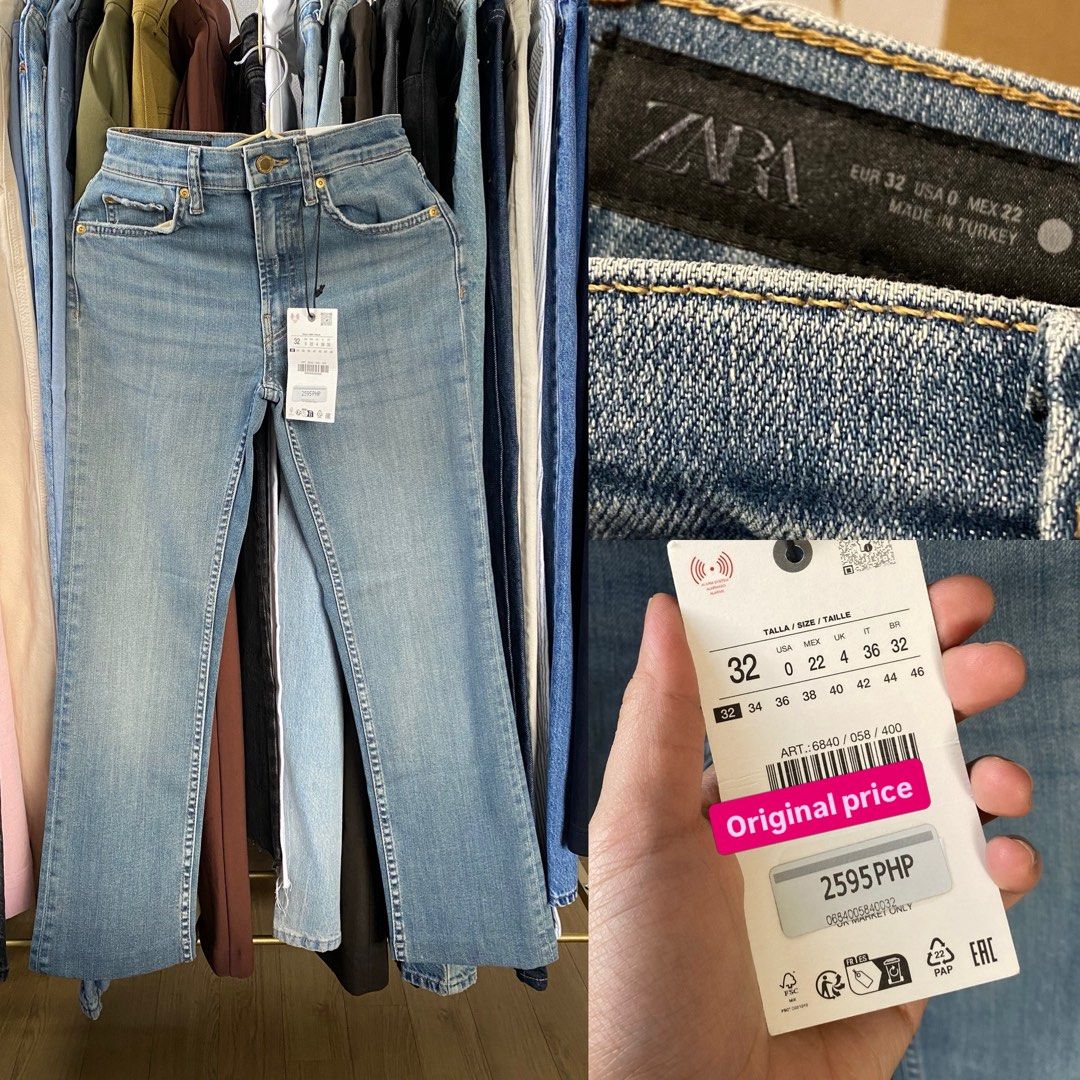 Zara High Waisted Flare Jeans - Size 32 (Category: Jeans) located in Quezon City. Submitted by myshoppingaccount24 (Listing ID 1463610997, Image 1). Description: - Zara High-Waisted Jeans - Flare Leg Style - Light Blue Wash - Made in Turkey - Original Price: 2595 PHP - Super comfy and trendy!.