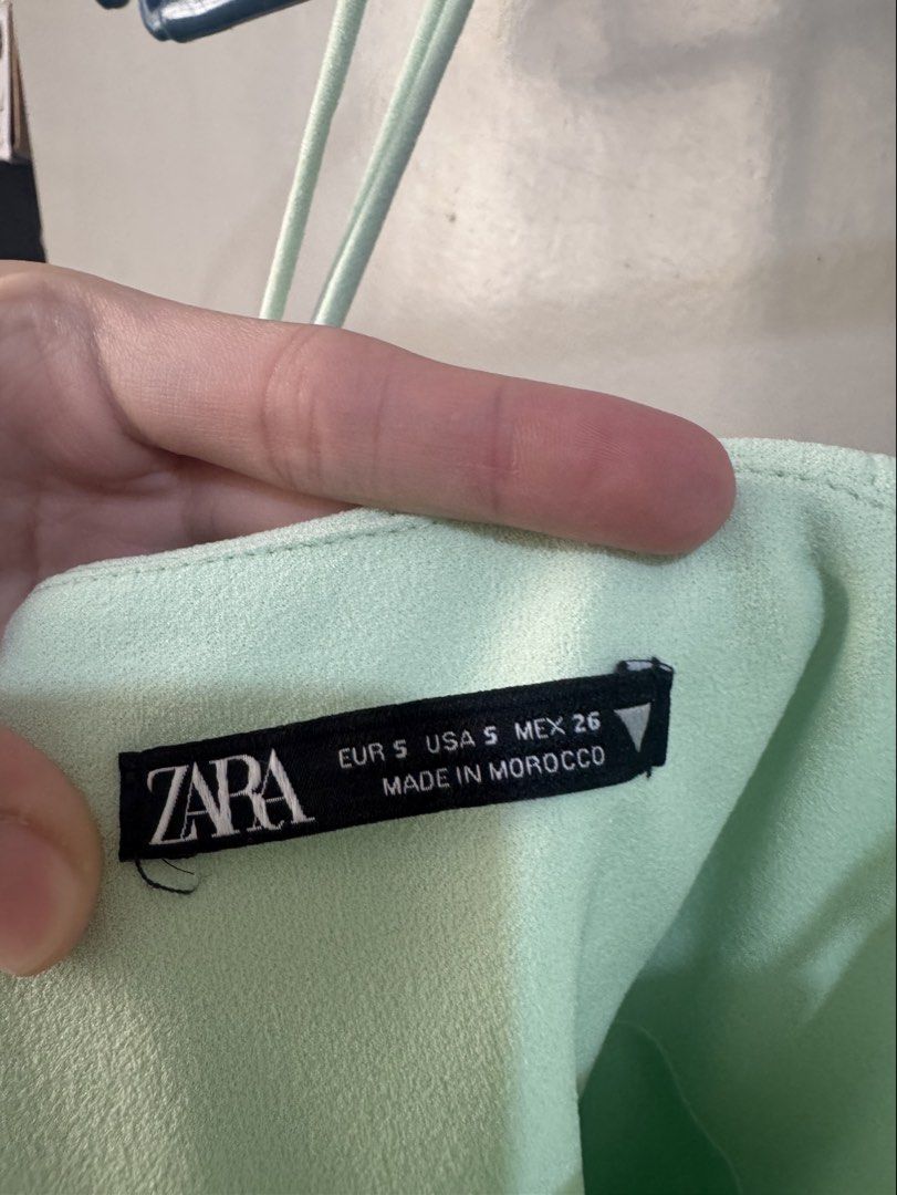 ZARA Light Green Corset Mini Dress (Category: Dresses) located in Valenzuela. Submitted by declutter203 (Listing ID 1463629800, Image 3). Description: - ZARA light green mini dress - Like New - Size: S - Corset-style bodice with tie-up front - Spaghetti straps - Bodycon fit - Ideal for night outs or parties MOP: Gcash/Maribank MOD: J&T or Grab/lalamove Tags: Zara, H&M, Love Bonito, Mango, Bershka, Uniqlo, GU, Topshop.