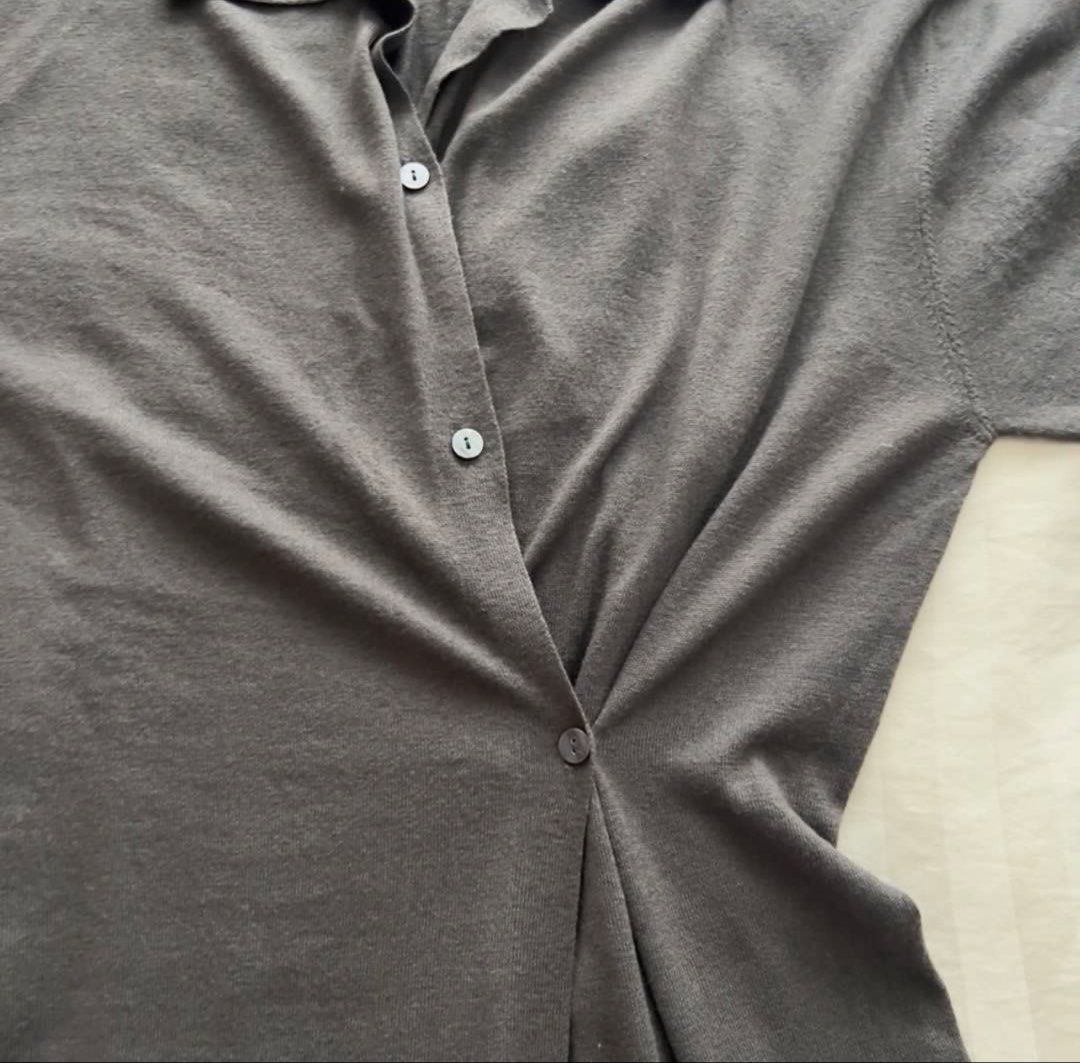 Zara Multi-Position Collared Button-Up Knit Shirt Dress (Category: Dresses) located in Pasig City. Submitted by jenscloset86 (Listing ID 1463569686, Image 2). Description: Brand: ZARA Size: Medium • Multi-position dress • No flaws, no damage. • Brand new but washed once. • Never use. Never worn. Measurement: Length: 49” Shoulder: 20” Bust: 46” Sleeve: 23” - ZARA long sleeve cardigan dress - Dark grey color - Collared neckline - Button-up front - 