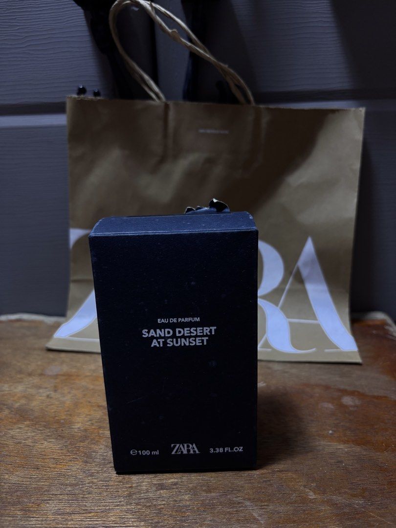 Zara Sand Desert At Sunset Eau De Parfum 100ml (Category: Fragrance & Deodorants) located in Pasig City. Submitted by abogadosupremo (Listing ID 1463651502, Image 1). Description: - Zara Sand Desert At Sunset Eau De Parfum - 100ml bottle - Olfactive Family: Floral Oriental - Key Notes: Incense, Orange Bitter, Cinnamon, Chocolate, Tonka, Cedarwood - Includes original box - Original purchase price: 1695 PHP - Brandnew just opened the box to test th