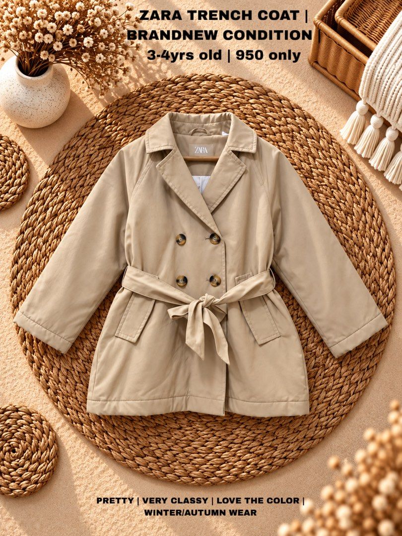 Zara trench coat (Category: Babies & Kids Fashion) located in Subic. Submitted by rea2023 (Listing ID 1463697483, Image 1). Description: .