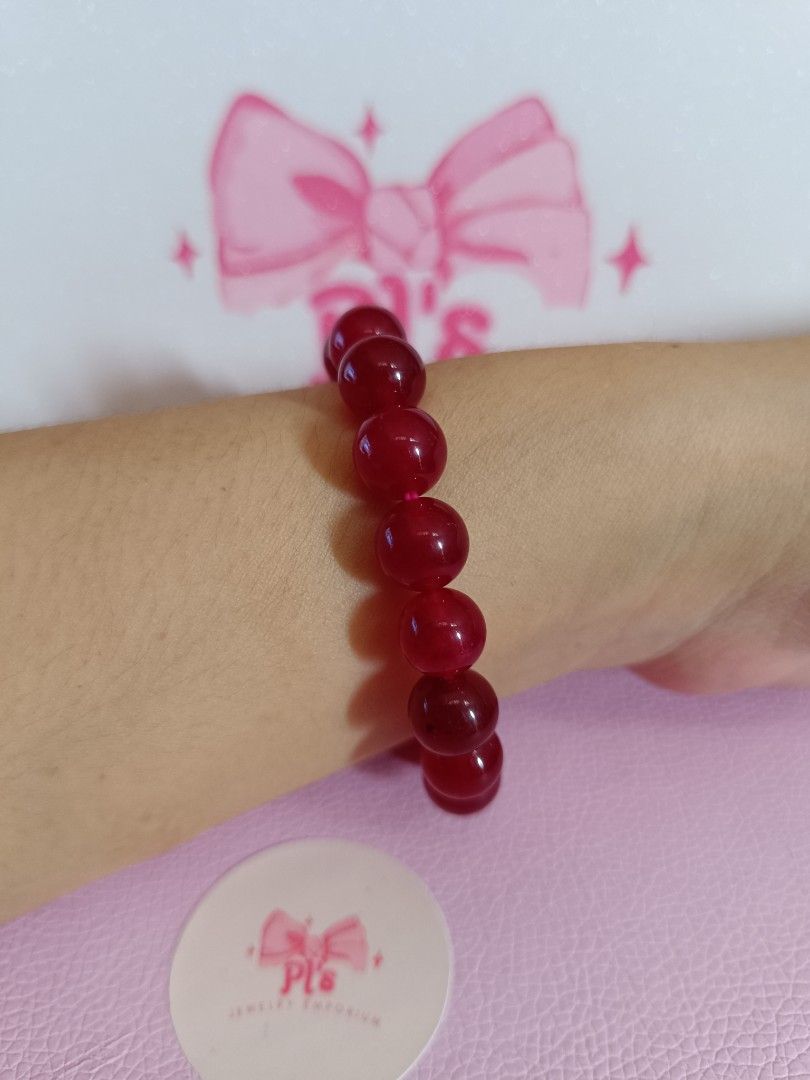 10MM Real Ruby bracelet (Category: Bracelets) located in General Mariano Alvarez. Submitted by plsjewelryemporium (Listing ID 1448771702, Image 2). Description: 10MM Real Ruby bracelet 16.5CM rich color Php 750 + SF DM❣️.