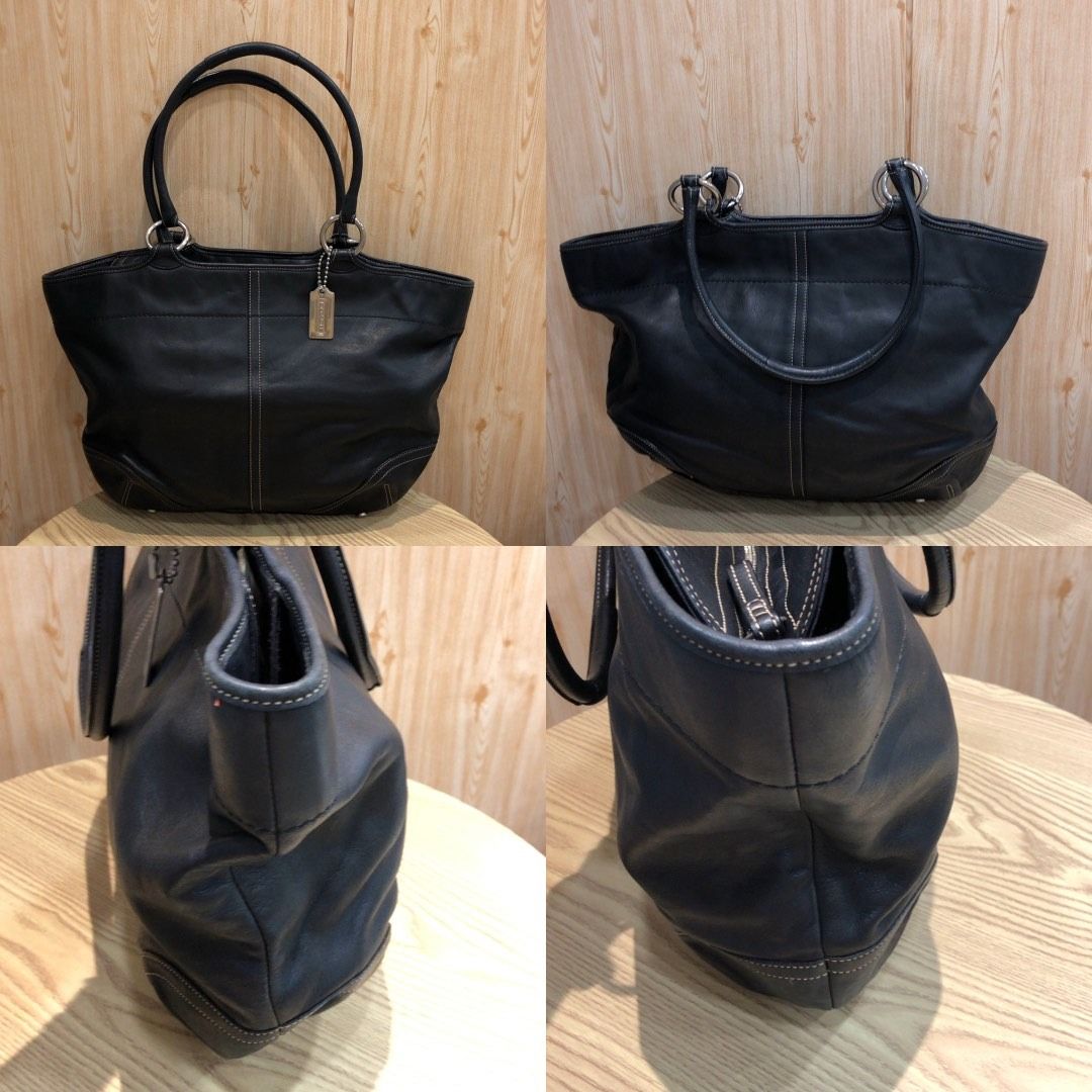 267009421 COACH BAG LEATHER BLACK SHOULDER (Category: Luxury Bags & Wallets) located in Taguig. Submitted by ecoring.ph (Listing ID 1463767926, Image 2). Description: ◆CONDITION: B- ◆DESCRIPTIONS: (Other defects/info:) OUTER: The body of the bag is scratched, scuffed, stained, dirty, wrinkled, deformed, has press marks, and shows signs of use. The bottom and bottom corners of the bag are scratched, scuffed, stained, dirty, wrinkled, deformed, hav