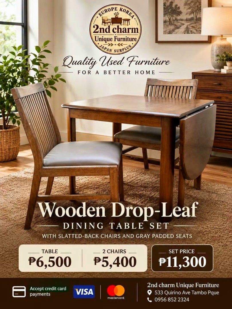 🇯🇵2nd hand 2seater dining set ideal for condo / compact space (Category: Chairs) located in Paranaque City. Submitted by feybelhaft (Listing ID 1463819795, Image 2). Description: 💳 𝐌𝐨𝐝𝐞 𝐨𝐟 𝐏𝐚𝐲𝐦𝐞𝐧𝐭 ✅ QR Ph Credit Card (Visa/MC) ️️✅️ QR Ph SP@yL@ter (Sh0pee) ✅️ GCash ✅ BDO Bank Transfer ✅ BPI Bank Transfer 📍 𝙋𝙖𝙮𝙢𝙚𝙣𝙩 𝙞𝙨 𝙢𝙖𝙙𝙚 𝙪𝙥𝙤𝙣 𝙥𝙞𝙘𝙠-𝙪𝙥 𝙛𝙧𝙤𝙢 𝙪𝙨..