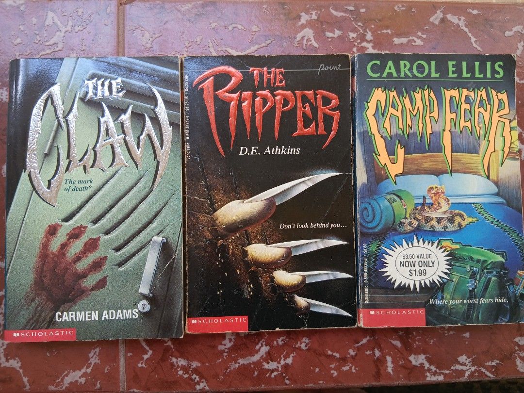 3 vintage book bundle YA horror| free shipping (Category: Storybooks) located in Iloilo. Submitted by youronlinesister (Listing ID 1463772890, Image 1). Description: 3 books bundle Assorted authors bates, cusick, cooney, ellis From the 90s RARE and HARD to find Preloved May have, dents, creases, folds, scratches, name of previous owner and other flaws that come from aging books BAWAL sa maselan RARE HARD TO FIND A TRUE VINTAGE COLLECTOR KNOWS THE
