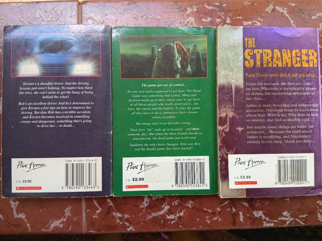 3 vintage YA horror book bundle | free shipping (Category: Storybooks) located in Iloilo. Submitted by youronlinesister (Listing ID 1463766812, Image 2). Description: 3 books bundle Assorted authors bates, cusick, cooney, ellis From the 90s RARE and HARD to find Preloved May have, dents, creases, folds, scratches, name of previous owner and other flaws that come from aging books BAWAL sa maselan RARE HARD TO FIND A TRUE VINTAGE COLLECTOR KNOWS TH