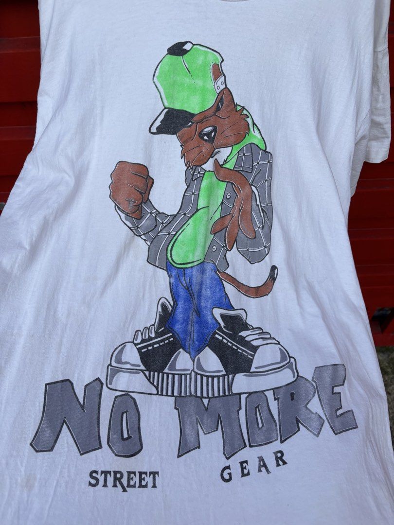 90s No More Street Gear Tshirt (Category: Tshirts & Polo Shirts ) located in Bacolod City. Submitted by keel_08 (Listing ID 1463756766, Image 3). Description: Size XL on tag Single stitch all around + shipping fee.