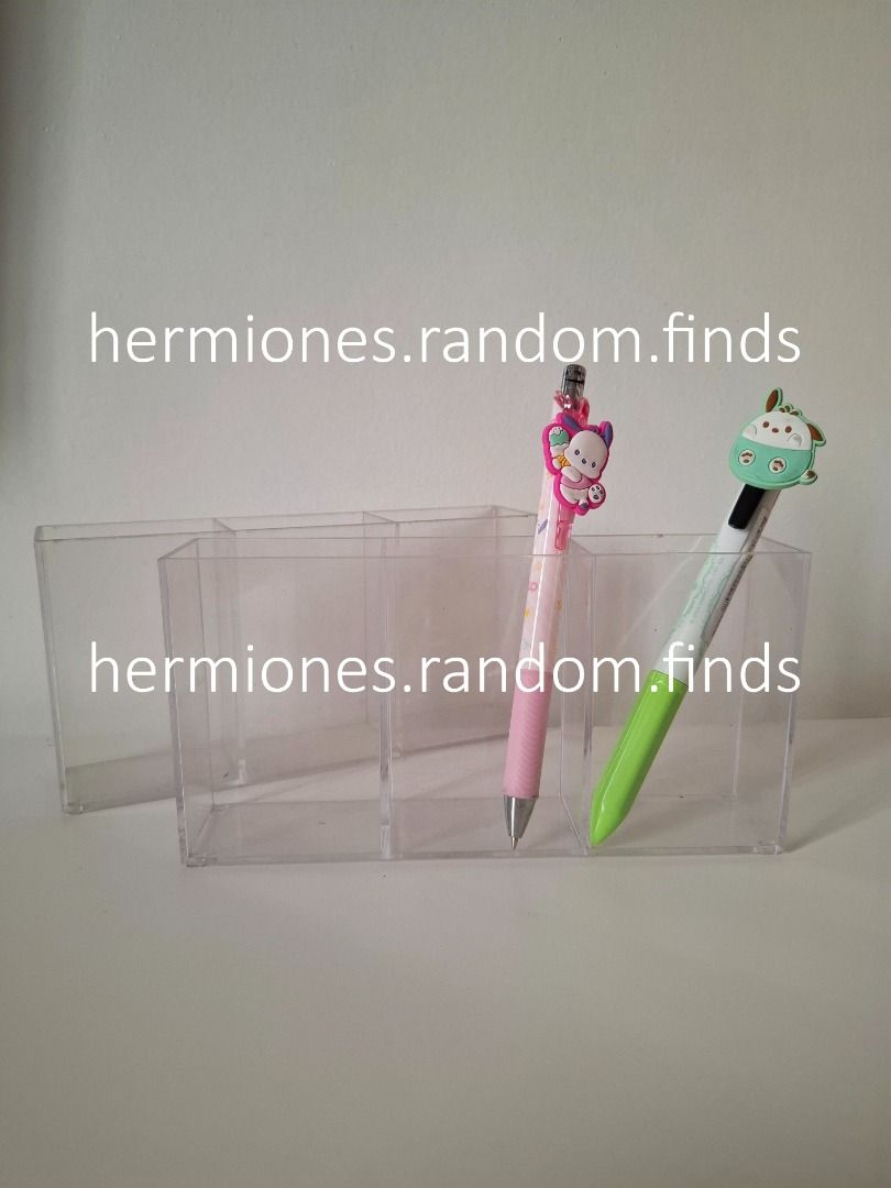 Acrylic Pen Makeup Storage Case Desk Organizer (Category: Other Home Decor) located in Manila. Submitted by hermiones.random.finds (Listing ID 1463755092, Image 1). Description: FROM MY PERSONAL COLLECTION Condi: Good. What you see is what you get. From my personal collection. Please note: Some items are preloved/stored. PLEASE MANAGE YOUR EXPECTATIONS. Colors may also vary due to lighting but we try our best to get a pic of the true color of the