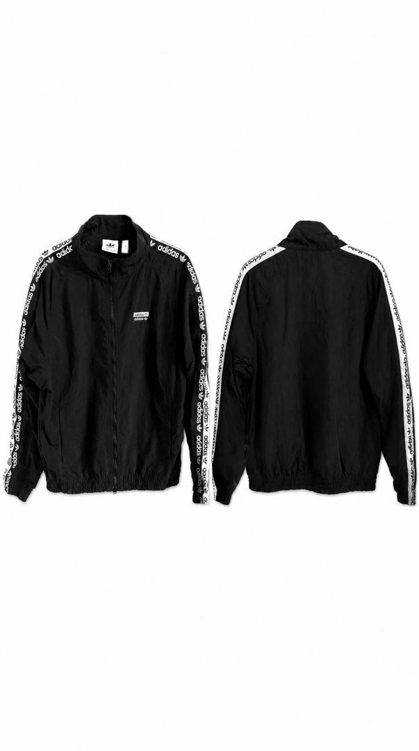 Adidas Track Jacket Black White Tape Logo (Category: Coats, Jackets and Outerwear) located in Mandaluyong City. Submitted by unomarcelo001 (Listing ID 1463811685, Image 1). Description: W21 L25 good as new - Classic black Adidas track jacket - Iconic white Adidas tape logo down the sleeves - Full zip closure - Ribbed cuffs and hem - Ideal for casual wear or sports - Size: S (175/92A) price still negotiable for sure buyers .