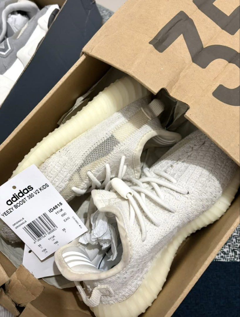 Adidas Yeezy Boost 350 V2 Kids Bone (Category: Babies & Kids Fashion) located in Agdangan. Submitted by wardrobeblissprintcraft (Listing ID 1463883065, Image 2). Description: - Adidas Yeezy Boost 350 V2 for kids - Color: Bone - Size: 11K - Includes original box and tags - Great for your little one.