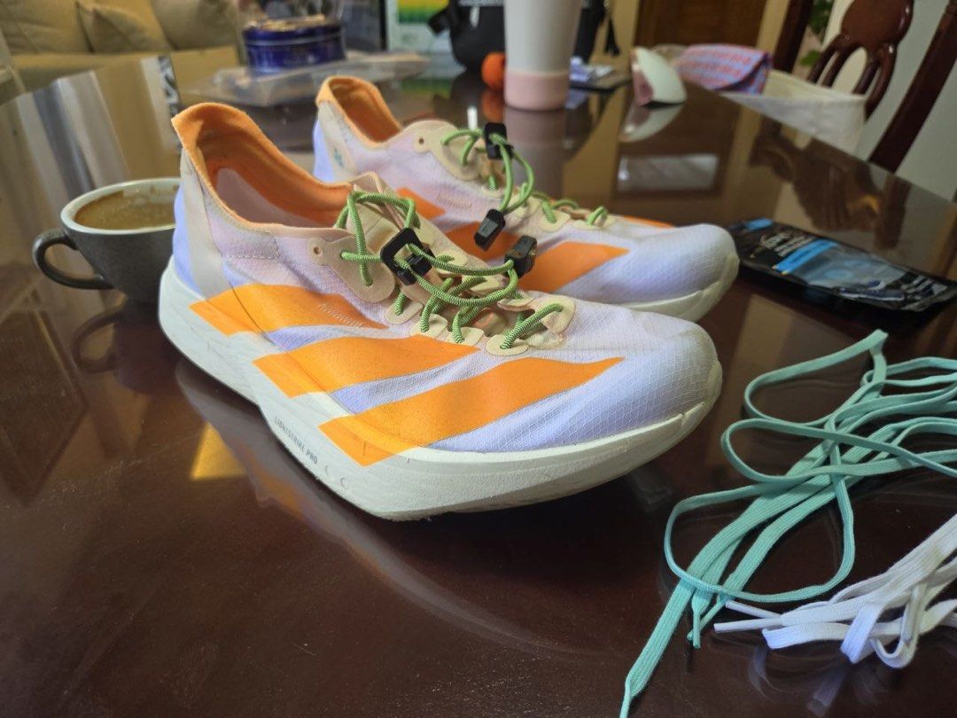 Adizero Adios Pro 4 (Category: Activewear) located in Santa Rosa. Submitted by denisemarion (Listing ID 1463747055, Image 2). Description: Adizero Adios Pro 4 Size 10(us) 8.5(uk) 42.5(fr) - womens size Used for < 30km only race day (MDC, Superseries(sprint), triman(lite)) No issues. RFS: Decluttering LOC: Sta Rosa, Laguna.