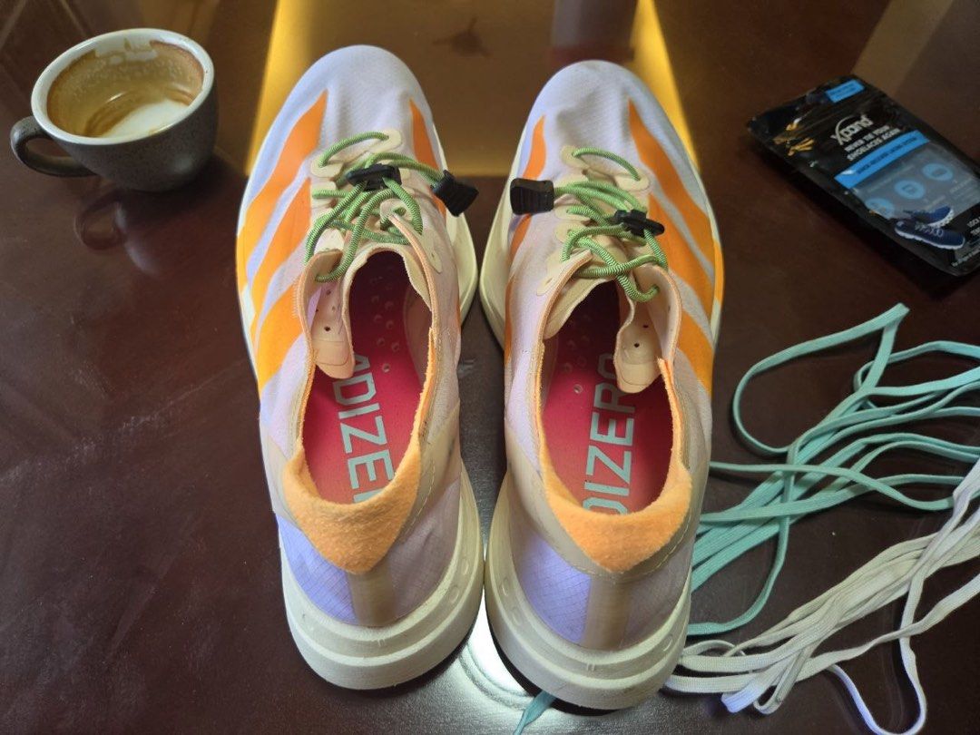 Adizero Adios Pro 4 (Category: Activewear) located in Santa Rosa. Submitted by denisemarion (Listing ID 1463747055, Image 1). Description: Adizero Adios Pro 4 Size 10(us) 8.5(uk) 42.5(fr) - womens size Used for < 30km only race day (MDC, Superseries(sprint), triman(lite)) No issues. RFS: Decluttering LOC: Sta Rosa, Laguna.