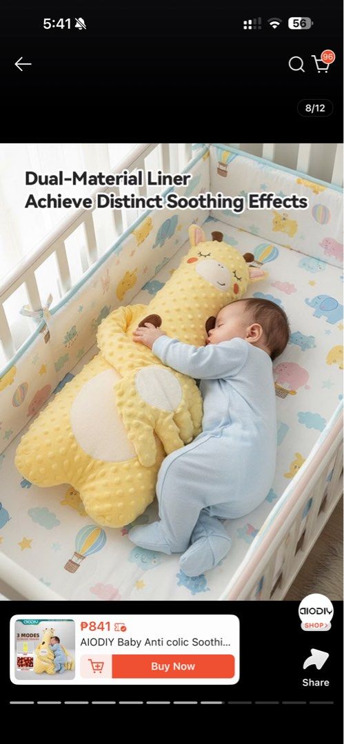 AIODIY Giraffe Anti-colic Sleep Pad (Category: Children's Beds) located in Muntinlupa City. Submitted by readthedetails (Listing ID 1463847325, Image 2). Description: - Adorable giraffe pillow perfect for babies. - Includes a heatable palm filled with red beans for soothing warmth. - Plays gentle music to calm and entertain. - Detachable liner for easy and hygienic cleaning. - Designed with a safe, invisible zipper for a smooth finish. - Made wit
