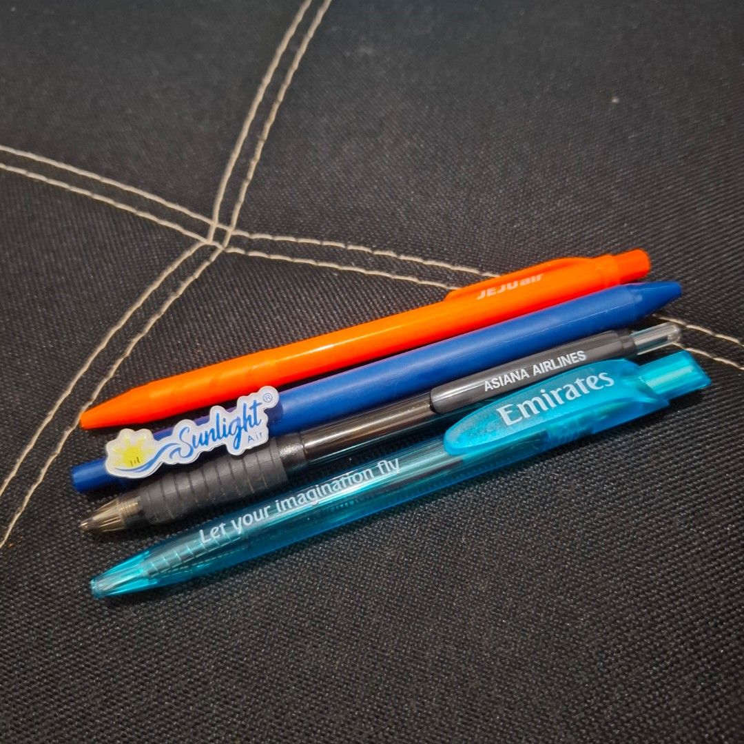 Airline Pens for Take All Only (Category: Stationery & School Supplies) located in Baliuag. Submitted by ahgashop. (Listing ID 1463832421, Image 2). Description: -These pens are obtained directly from the airlines -Bundle of 4 pens - Includes Emirates Airlines pen - Includes Jeju Air pen - Includes Asiana Airlines pe - Includes Sunlight Air pen - All pens are functional with black ink - Great for collectors or everyday use.
