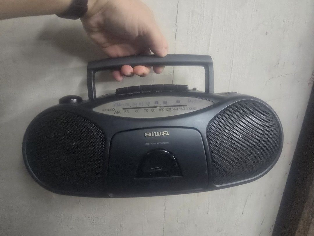 Aiwa Radio Cassette All Working (Category: Portable Music Players) located in Manila. Submitted by zandre615 (Listing ID 1463832464, Image 1). Description: Aiwa radio cassette tape player for sale AM/FM radio working Casstte tape player working 100V ac, pwede din battery operation Transfor not included.