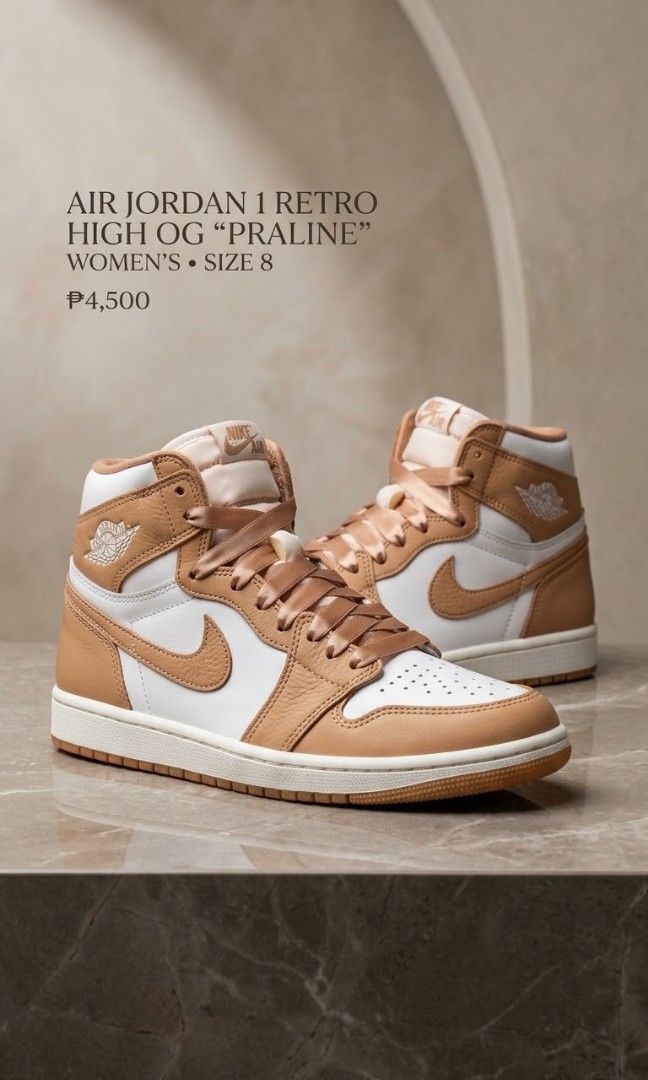 AJ 1 RETRO HIGH OG ”PRALINE“ (Category: Sneakers) located in Manila. Submitted by mariebelle__ (Listing ID 1463760245, Image 1). Description: 💬 DM ME FOR OFFER ✅ ORIGINAL 📦 NO BOX 📦 BRAND NEW 📦 NEVER WORN 📦 IN EXCELLENT CONDITION ✅ NO ISSUES.