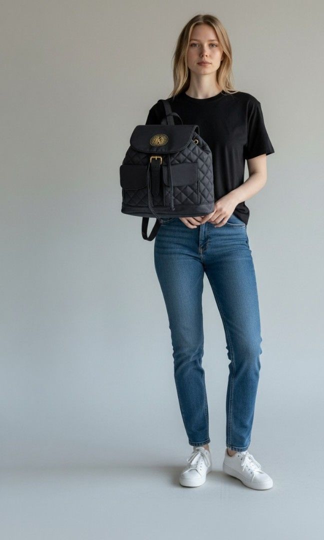 ANNE KLEIN II QUILTED NYLON BACKPACK (Category: Backpacks) located in Las Pinas. Submitted by annachiaonair2037 (Listing ID 1463806943, Image 1). Description: ANNE KLEIN II QUILTED NYLON BACKPACK FROM JAPAN BELT TYPE STRAP CLOSURE H 11" L 14" W 4.5" Disclaimer: I am not affiliated with, associated with, or authorized by any of the brands featured posted. Any mention of brand names, trademarks, or logos is solely for identification and reference p