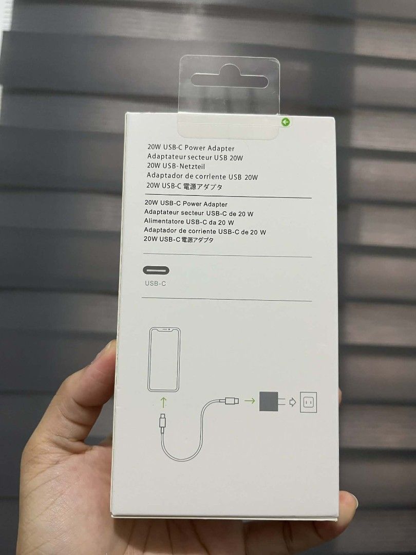 APPLE 20W USB-C Power Adapter USB-C to Lightning Cable (Category: Chargers) located in Manila. Submitted by avenuefinds (Listing ID 1463858162, Image 2). Description: FAST CHARGING.