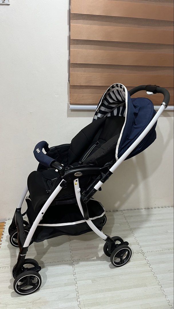 Aprica Stroller - Navy Blue (Category: Strollers) located in Santa Rosa. Submitted by mommy.cole.affordable.stuff (Listing ID 1463802410, Image 3). Description: Aprica Luxuna Air Stroller -usage period : newborn to 36 months (15kg) -Stroller Weight: 4kg-5kg (lightweight) -Folding mechanism: one hand folding -Seat recline position: 124-158 degree adjustable (Seat-fully recline) -Two way facing (reversible handle) -Basket storage capacity: 27 litre