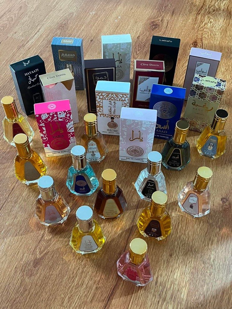Assorted Arabic Perfume Oils - Lattafa, Yara, Asad, Clive Christian (Category: Fragrance & Deodorants) located in Manila. Submitted by inah.kei (Listing ID 1463876310, Image 2). Description: - Authentic Arabic perfume oils - Popular brands: Lattafa, Yara, Asad, Clive Christian - Variety of scents and sizes available - Bottles are full or nearly full - Ideal for personal use or as thoughtful gifts - Excellent value and great deals!.