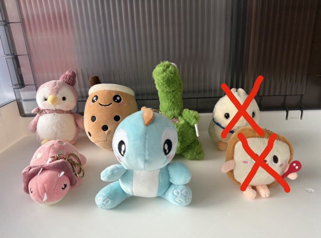 assorted plush keychains (Category: Plushies & Soft Toys) located in Singapore. Submitted by tatty83 (Listing ID 1451828272, Image 1). Description: all are $3 ea except penguin; $5 $12 take all~~~.