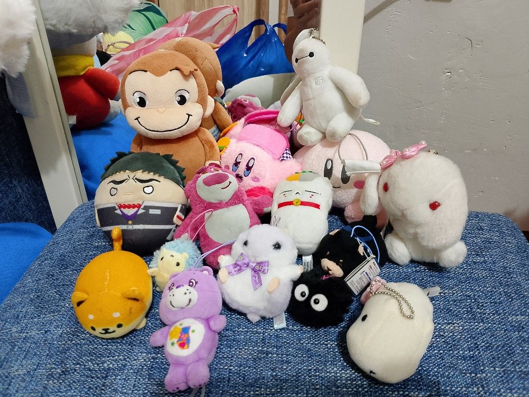 Assorted small size plushies- 15pcs (Category: Plushies & Soft Toys) located in La Trinidad. Submitted by honeysplushies2 (Listing ID 1463906203, Image 1). Description: - Bundle of cute plush toys - Includes: Baymax, Curious George, Lotso, Kirby, Care Bear, Shiba Inu, and other small characters.