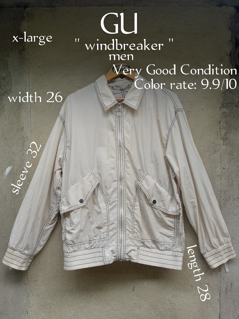 AUTHENTIC! " GU (windbreaker) UNISEX " (Category: Coats, Jackets and Outerwear) located in Danao, Cebu. Submitted by psychypymb40965 (Listing ID 1463922015, Image 1). Description: details are in first photo ‎measurements through tape measure ‎pm/dm for other details,issues or transactions ‎negotiable! 👊😁.