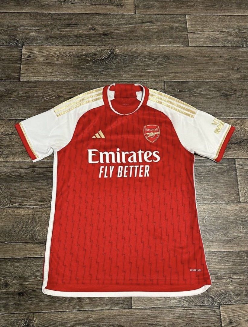 Authentic Arsenal 23/24 Home Jersey (Category: Activewear) located in San Carlos. Submitted by sheshi_king (Listing ID 1463811330, Image 1). Description: 1500 Fixed Good as New, No Issue! Dimes: Length Front: 28 Length Back: 29.5 Width: 19.5.