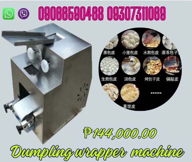 Automatic Dumpling Wrapper Machine (Category: Chilled & Frozen Food) located in Caloocan City. Submitted by luckystar.162567 (Listing ID 1463789130, Image 1). Description: - Effortlessly make various dumplings: steamed, pan-fried, boiled. - Versatile: Also perfect for buns and wontons. - Efficient and user-friendly design. - Ideal for home kitchens and food businesses. - Price: ₱144,000.00 - Contact us for inquiries. Model:BK-DW100 Width:120-140m