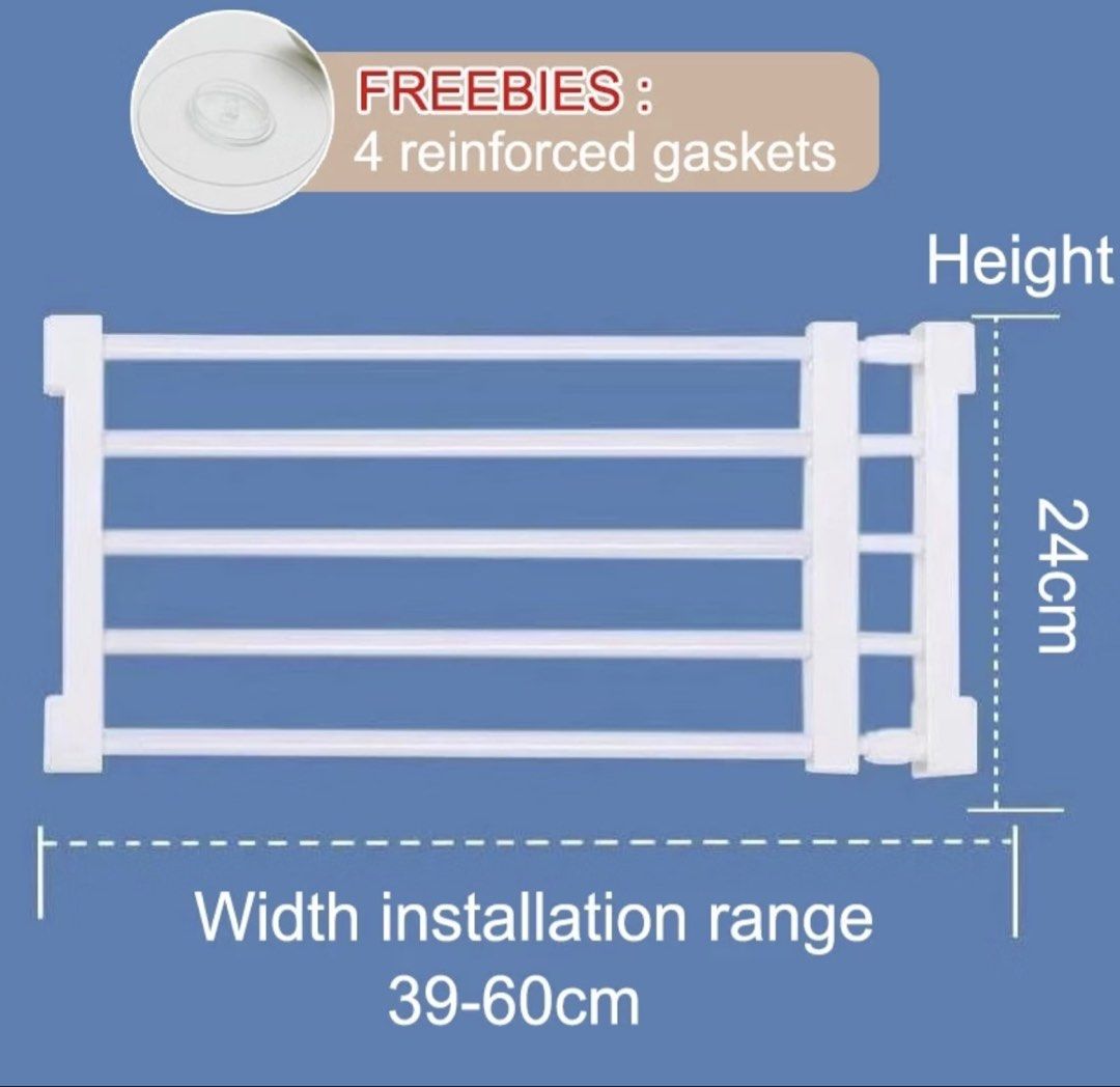 Babors Pet Pen Gate for Dogs - Adjustable Width (Category: Safety Gates, Locks & Protectors) located in Cebu City. Submitted by chiquikayy (Listing ID 1463786702, Image 2). Description: - Bought the wrong size. Never used. Keep your furry friend safe and contained. - Adjustable width fits 39-60cm openings (doorways, hallways). - Height: 24cm. - Easy to install. - Includes 4 reinforced gaskets (freebies). - Ideal for restricting pet access to cert