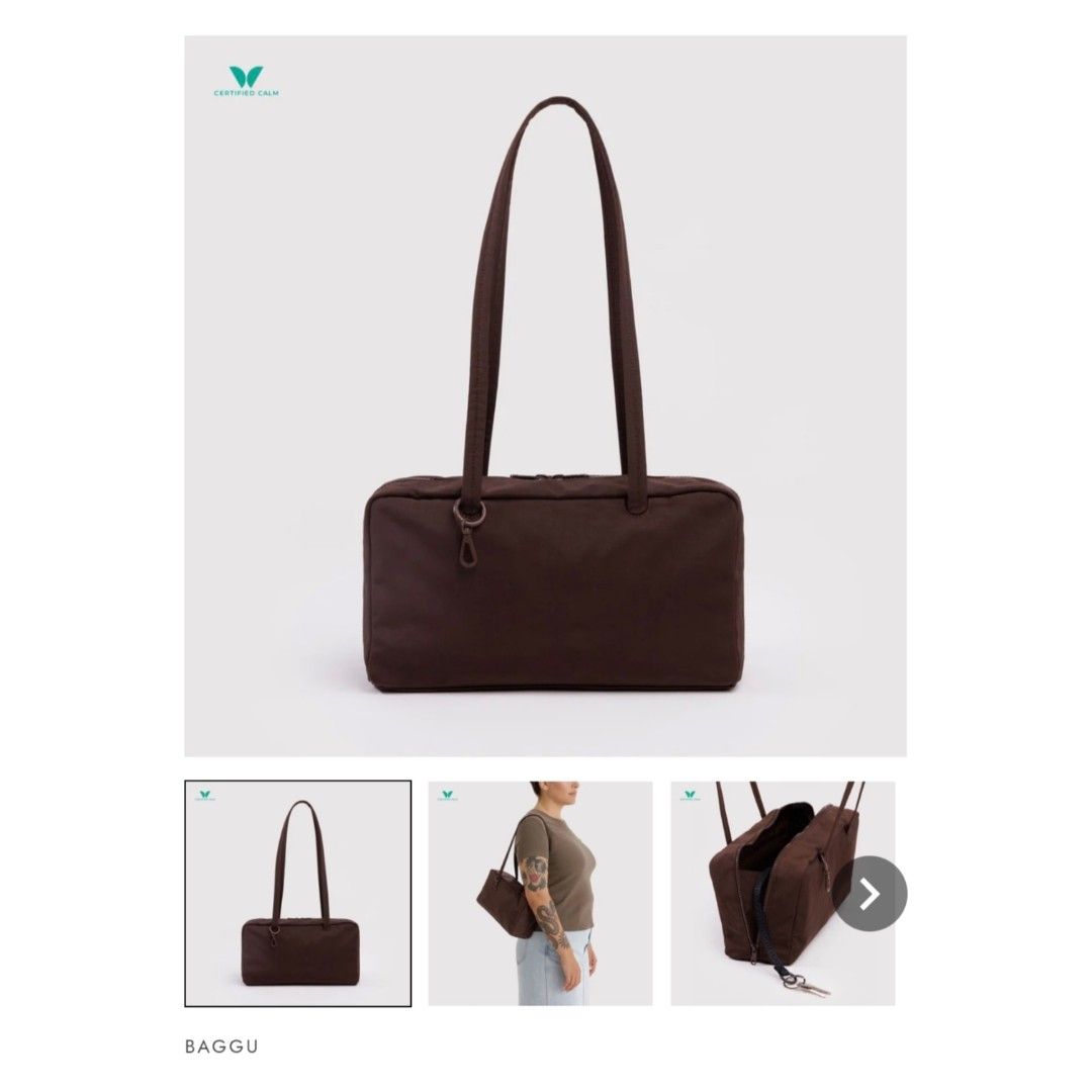 Baggu Nylon Bowler Bag (Category: Shoulder Bags) located in Bacoor. Submitted by _sysells (Listing ID 1463855382, Image 1). Description: Baggu Nylon Bowler Bag in Coffee. Purchased from Certified Calm in July 2026. No stain/flaw. Last price posted. Dimensions: 11 3/4" W x 6" H x 4" D RFS: Purchased the wrong size online/doesn't fit my laptop..