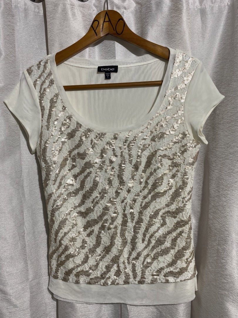 Bebe Sequin Tops (Category: Shirts) located in Davao. Submitted by VapenDrip (Listing ID 1463831624, Image 1). Description: Bebe Sequin Tops Small on tag 21x16.5 As new condition 650+sf.