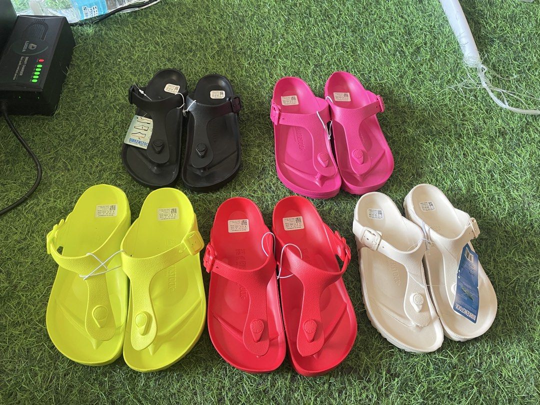 Birkenstock Gizeh Sandals - Multiple Colors Available (Category: Slippers and slides) located in Manila. Submitted by alaineramos (Listing ID 1463784124, Image 1). Description: - Birkenstock Gizeh sandals - Classic thong style with adjustable strap - Available colors: Black, Hot Pink, Lime Green, Red, White - Ideal for everyday wear - Please inquire about available sizes and your preferred color.