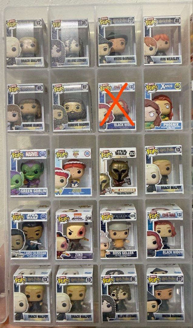 Bitty Pop for Sale (Category: Designer & Blind Box Toys) located in Mandaluyong City. Submitted by mrs.c_04 (Listing ID 1461227954, Image 1). Description: - Assorted Bitty Pop for sale! - Featuring characters from popular franchises: - Harry Potter: Draco Malfoy, Bellatrix Lestrange, Rubeus Hagrid, Minerva McGonagall, Ron Weasley - Marvel: Green Goblin, Black Widow - Star Wars: The Armorer, Lando Calrissian - Avatar: Zuko - Friends: Ross Geller -