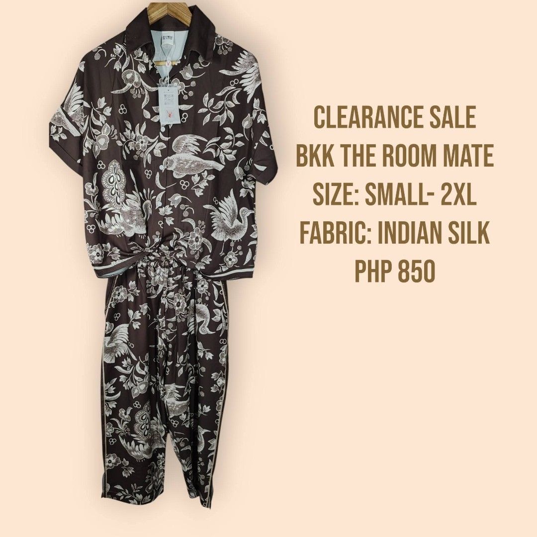 BKK The RoomMate (Category: Sets or Coordinates) located in Manila. Submitted by chubbychic553 (Listing ID 1463845315, Image 3). Description: Clearance sale Brand New BKK The Room Mate coords sizes fits Smal 2XL. Made from premium silk. Php 750each SALE SALE SALE PWDE NYO DIN PANG TINDA loc tayuman .