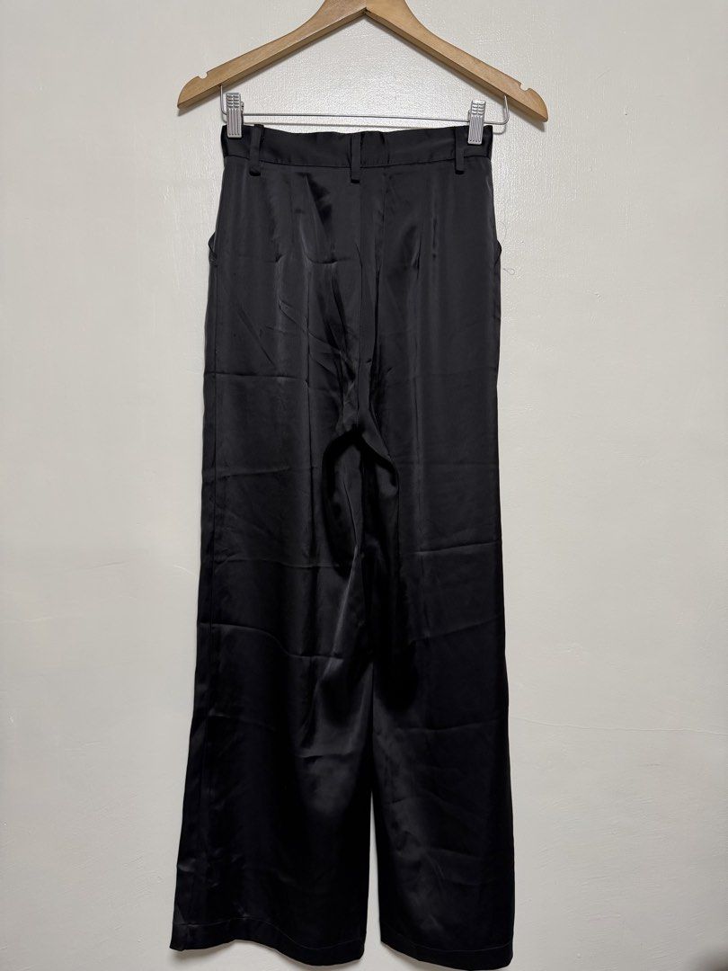 Black Satin Wide Leg Pants (Category: Jeans) located in Manila. Submitted by don_p (Listing ID 1463867320, Image 1). Description: XS to S - Elegant black satin fabric - Flattering wide-leg cut - Comfortable high-waisted design - Functional belt loops - Convenient side pockets - Relaxed fit for all-day comfort - Versatile for dressing up or down.