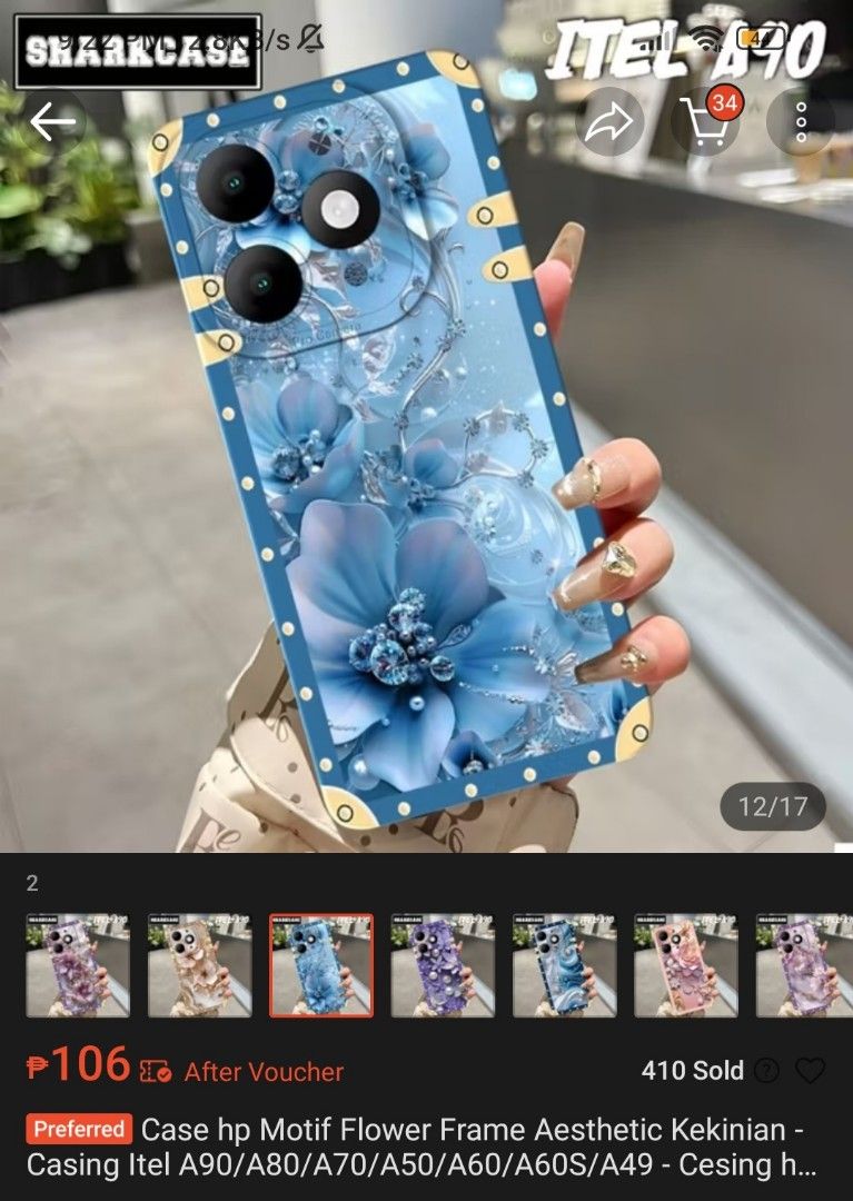 Blue flower case itel (Category: Cases & Sleeves) located in Oas. Submitted by ali_shop_assorted_item (Listing ID 1463935433, Image 2). Description: .
