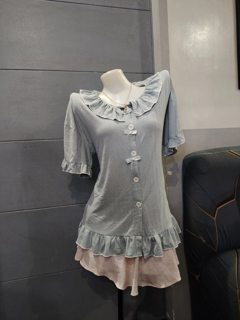 blue ribbon sleepwear 🦢 (Category: Others Tops) located in Hermosa. Submitted by lcvelycath (Listing ID 1463780152, Image 3). Description: size: m-xl mine: ₱129 bid: ₱+10 lock: ₱329 (shipped) EOB: monday—september 28 (the seller is on vacation 😘) °. thrifted, pre-loved, or brand new but ready to wear (some aren't bcs i don't have the time to wash them, very sorryy :<) colors may vary due to lightning & quality 𐙚 °. check details before mine jo