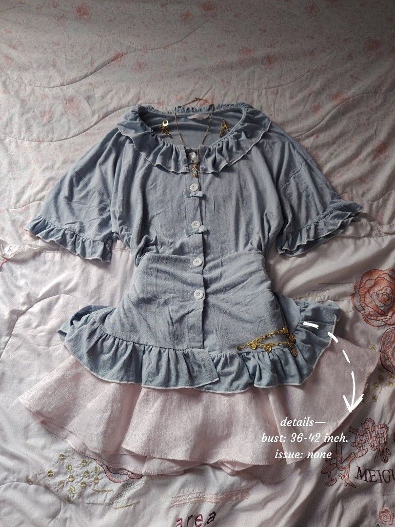 blue ribbon sleepwear 🦢 (Category: Others Tops) located in Hermosa. Submitted by lcvelycath (Listing ID 1463780152, Image 2). Description: size: m-xl mine: ₱129 bid: ₱+10 lock: ₱329 (shipped) EOB: monday—september 28 (the seller is on vacation 😘) °. thrifted, pre-loved, or brand new but ready to wear (some aren't bcs i don't have the time to wash them, very sorryy :<) colors may vary due to lightning & quality 𐙚 °. check details before mine jo