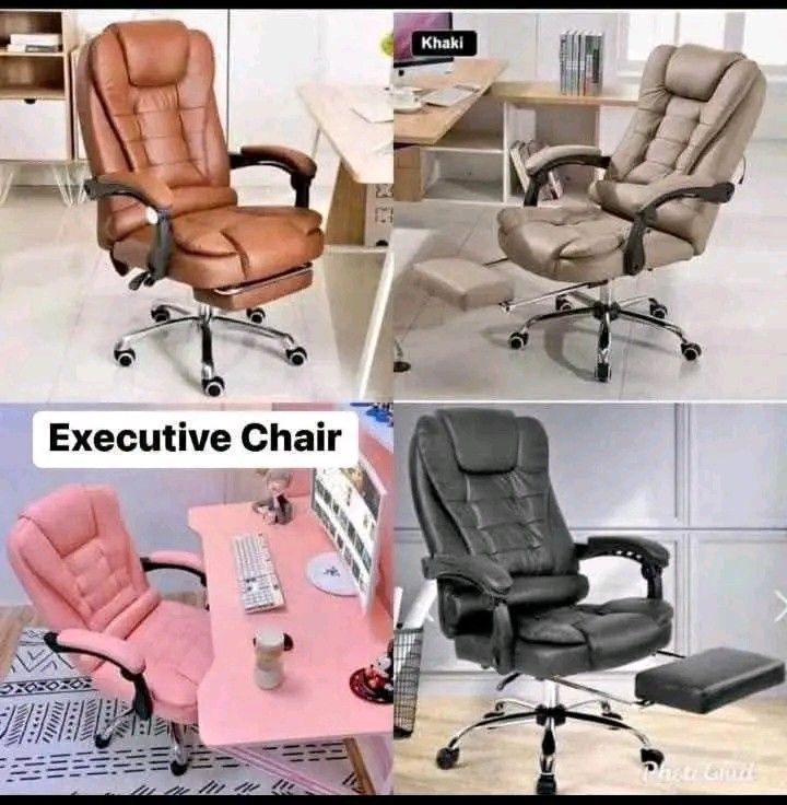 Boss chair (Category: Chairs) located in Manila. Submitted by berdenmarl01688 (Listing ID 1463930064, Image 1). Description: - Comfortable executive office chair - Reclining backrest for relaxation - Pull-out footrest for ultimate comfort - Available in khaki, pink, and black - Ideal for home office or gaming setup - Smooth rolling casters for easy mobility - Ergonomically designed for extended sitting.
