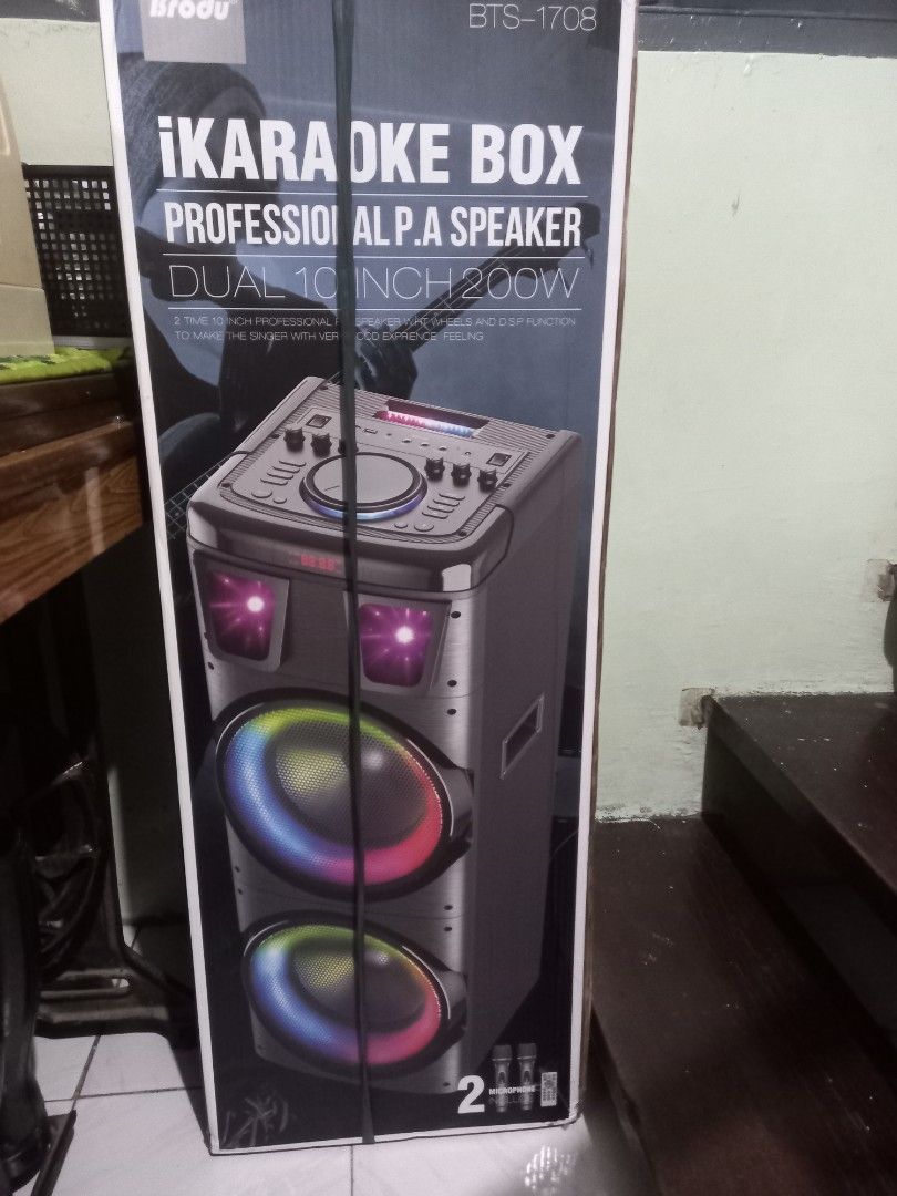 Brodu BTS-1708 iKaraoke Box (Category: Soundbars, Speakers & Amplifiers) located in Makati City. Submitted by rnst1 (Listing ID 1463745432, Image 2). Description: Professional PA Speaker Dual 10" 200W.