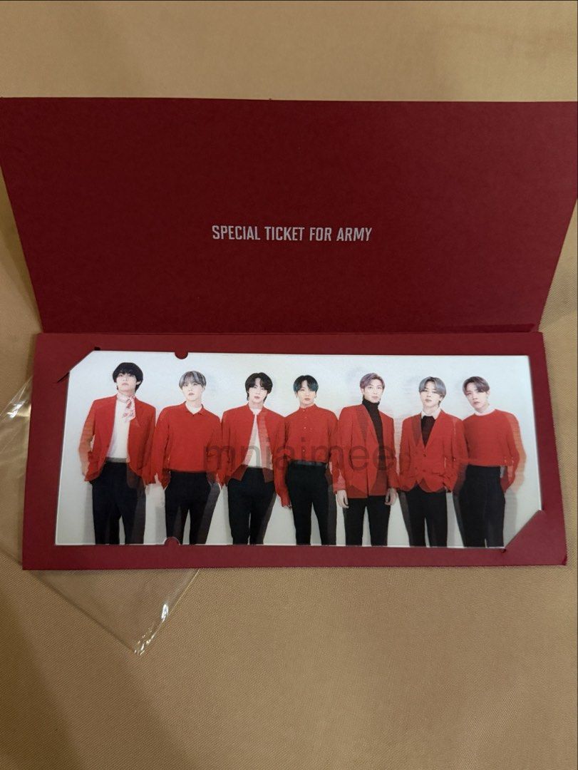 Rare: BTS MOTS ON:E Lenticular Ticket Set (Category: K-Wave Merchandise) located in Pasay City. Submitted by aimee_ssi (Listing ID 1463930526, Image 1). Description: from weverse .
