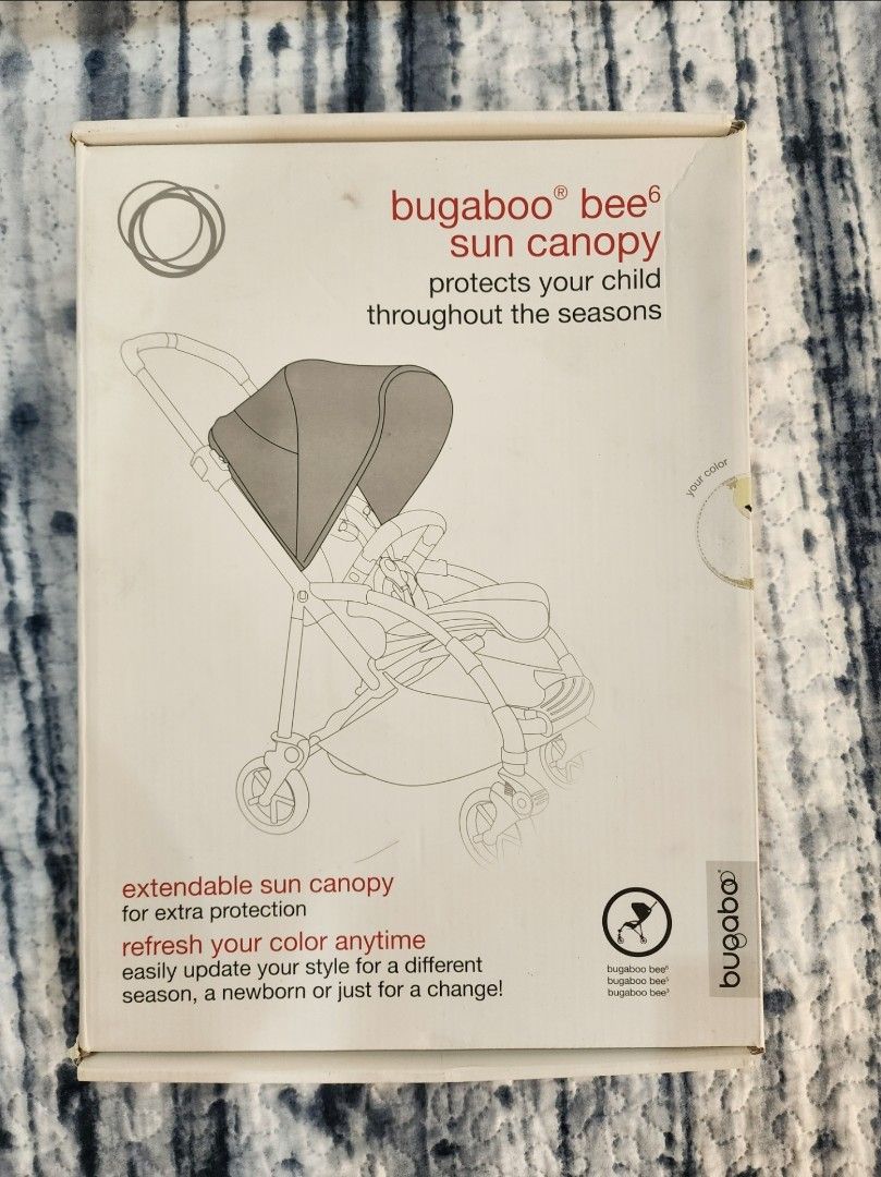 Bugaboo Bee 6 Sun Canopy (Category: Strollers) located in Pasay City. Submitted by golfclubtraderph (Listing ID 1463805424, Image 1). Description: • For Sale • Bugaboo Bee 6 Sun Canopy - Brand New With Box - Authentic - Actual pics posted • Mode of payment - BDO / BPI / Metrobank - GCash - LBC COD / COP • Shipping - metro manila via lalamove / grab express - provincial via LBC • Pick up - Pasay Area.