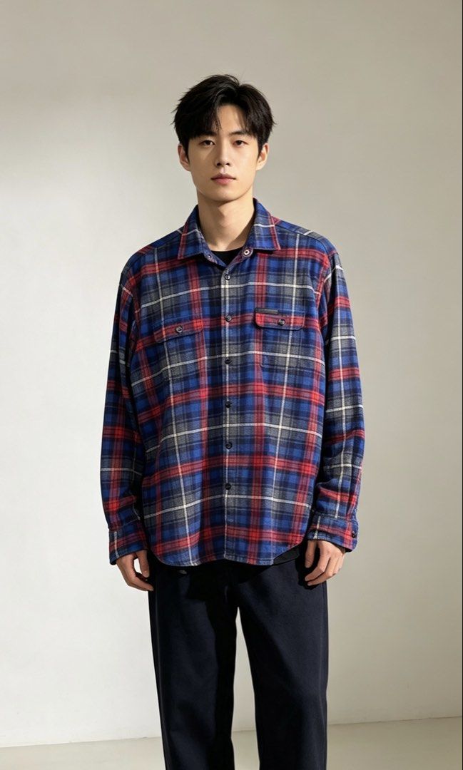 Burberry Plaid Flannel Shirt (Category: Longsleeves) located in Paranaque City. Submitted by mykapoynton (Listing ID 1463872730, Image 1). Description: Burberry Plaid Flannel Shirt - Blue, red, and grey checkered pattern - Quilted lining for extra warmth - Two chest pockets with button closure - Size XL - Made in China.